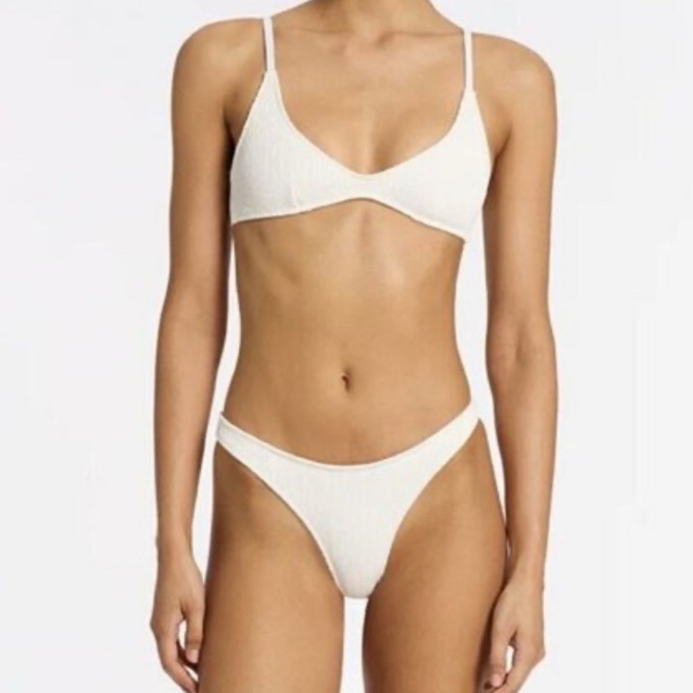 Triangl Maia Bikini Set in White Terrycloth with Matching Shorts